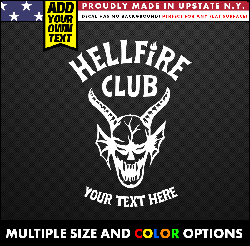 hellfire club stranger things vinyl decal made from oracal long lasting outdoor vinyl