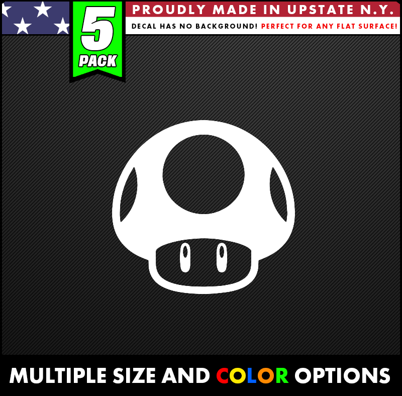 super mario brothers mushroom vinyl decal made from oracal long lasting outdoor vinyl