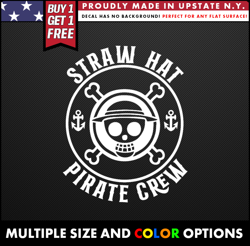 one piece straw hat pirate crew vinyl decal made from oracal long lasting outdoor vinyl